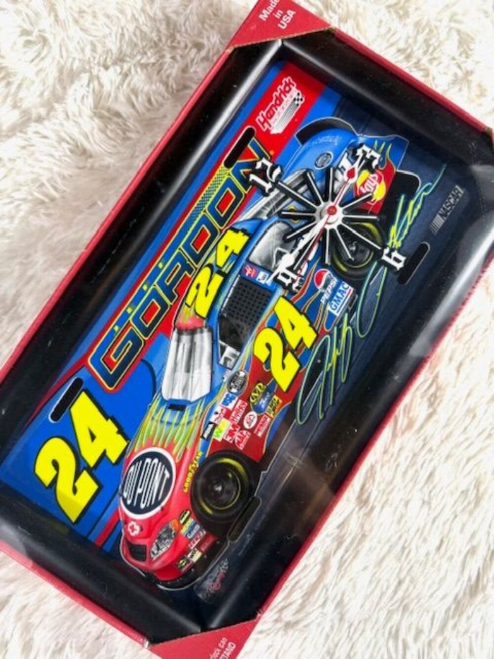 Vintage NASCAR Jeff Gordon Signature 24 Black Framed Clock